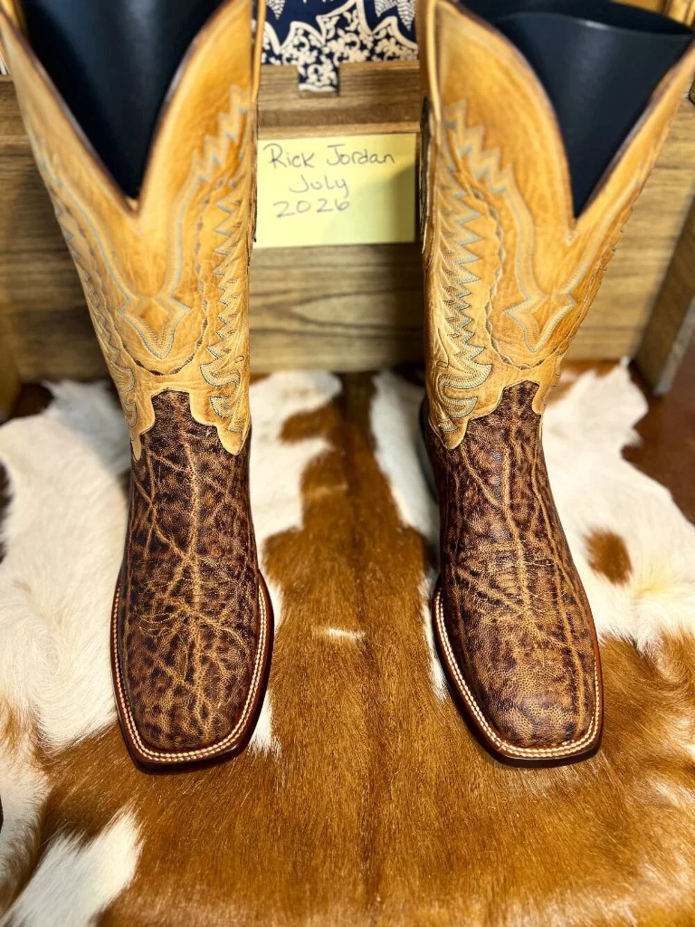 Lucchese Safari Burnished Tan Exotic Leather Cowboy Boots fits a 10D/10E